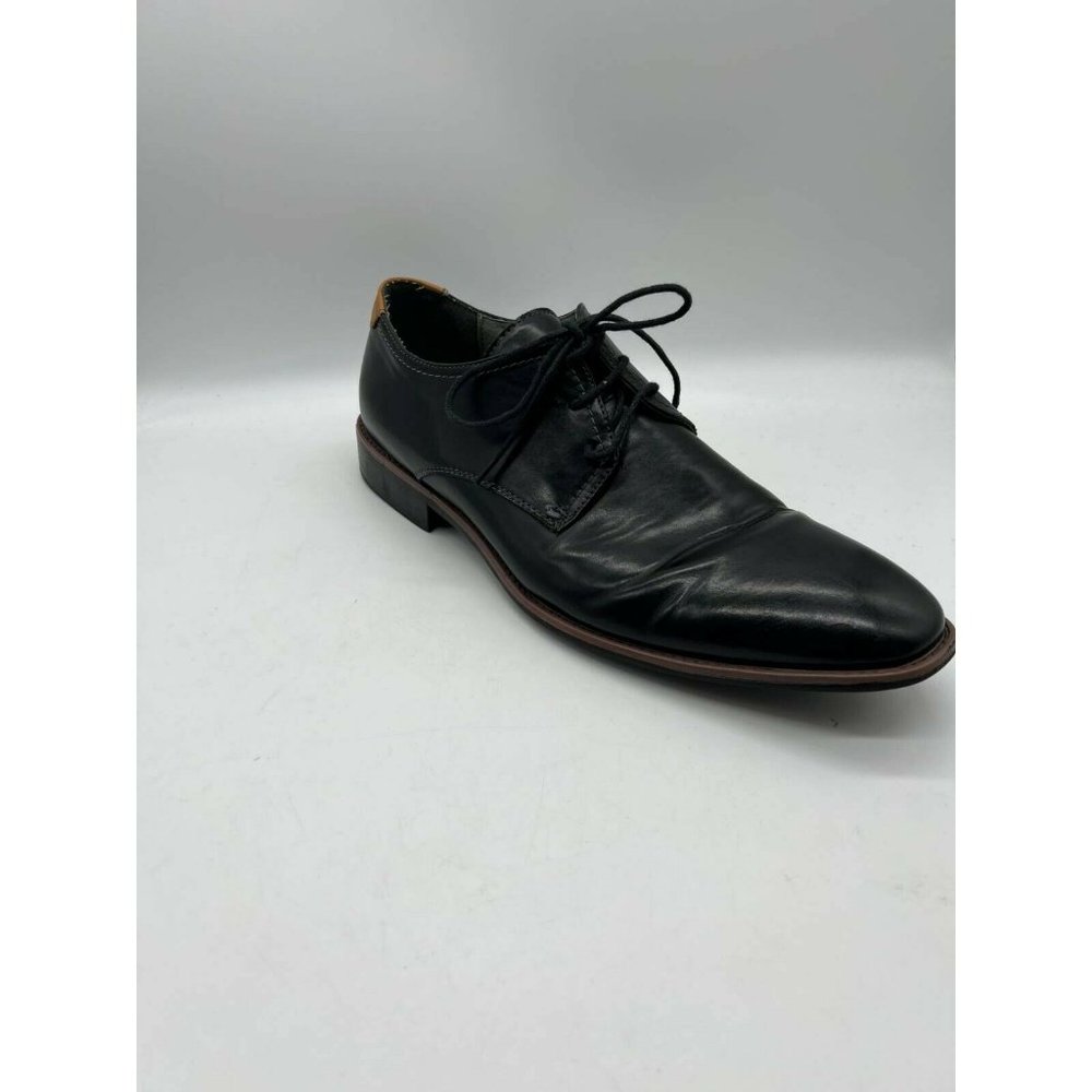 Madden Mens M-Delvin Oxford Dress Shoes Black Almond Toe Lace Up Leather 11.5